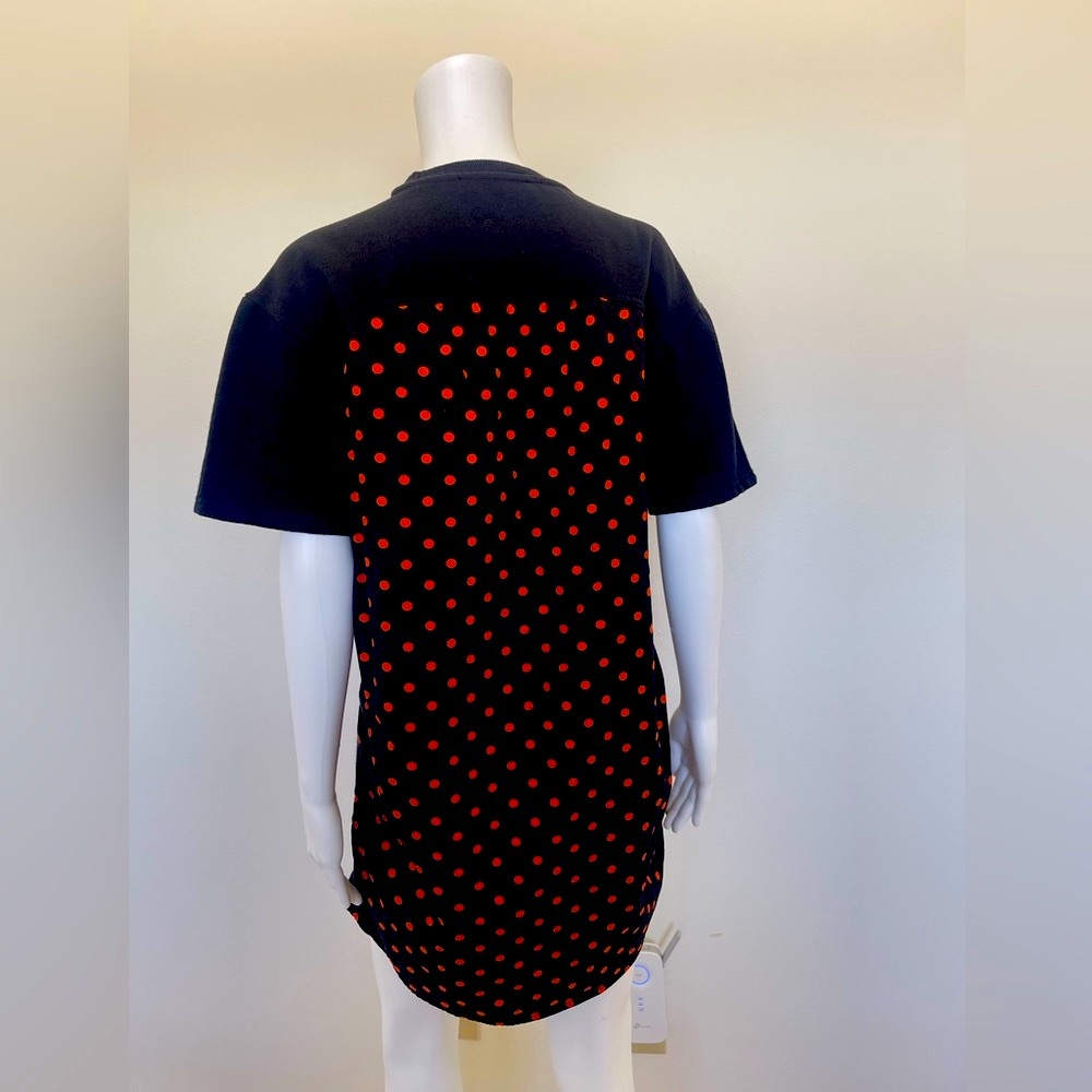 ZARA Chic Black Tee Dress with Red Polka Dots